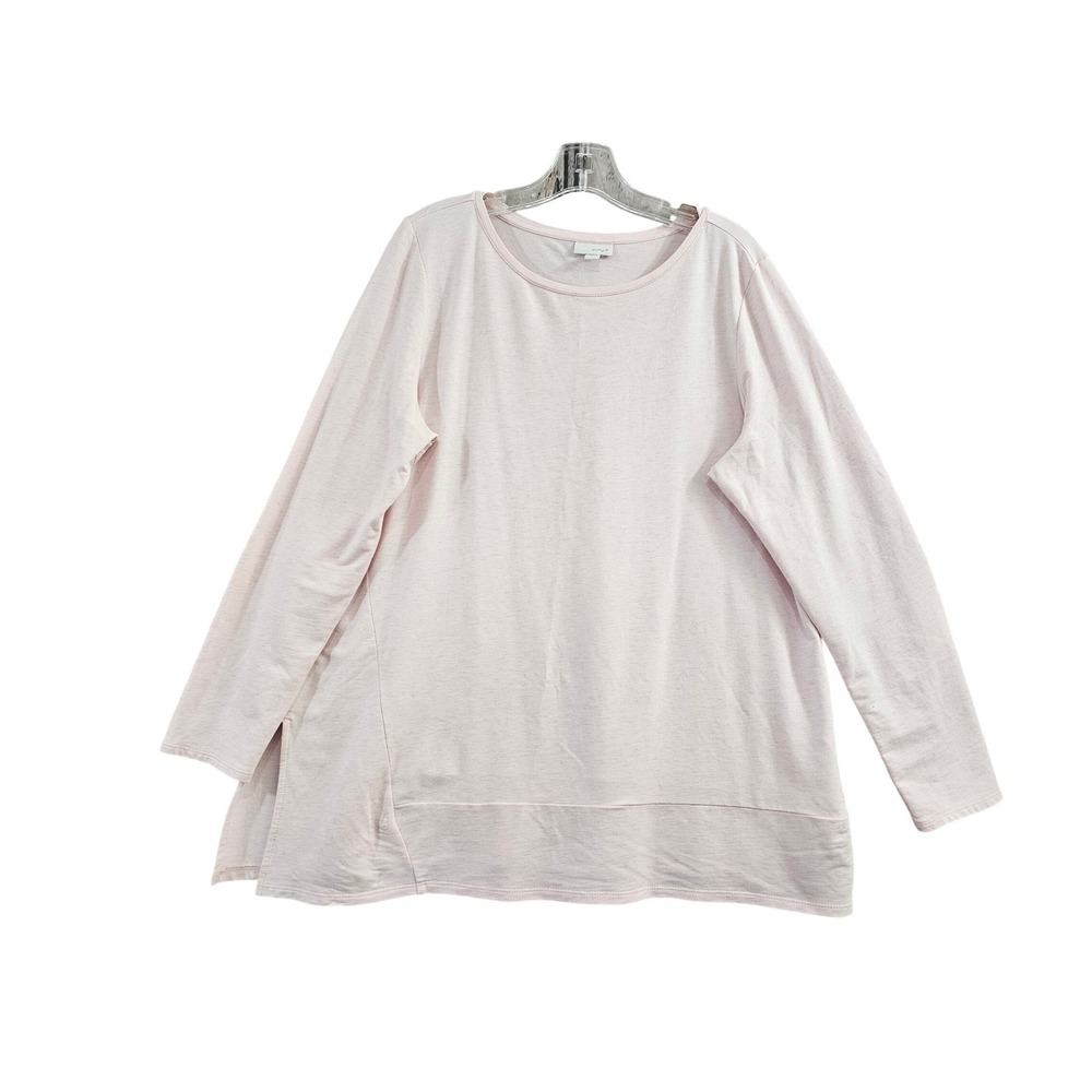 Pure Jill Womens Pink‎ Pima Cotton Modal Long Sleeve Top Side Slit L KTP112701